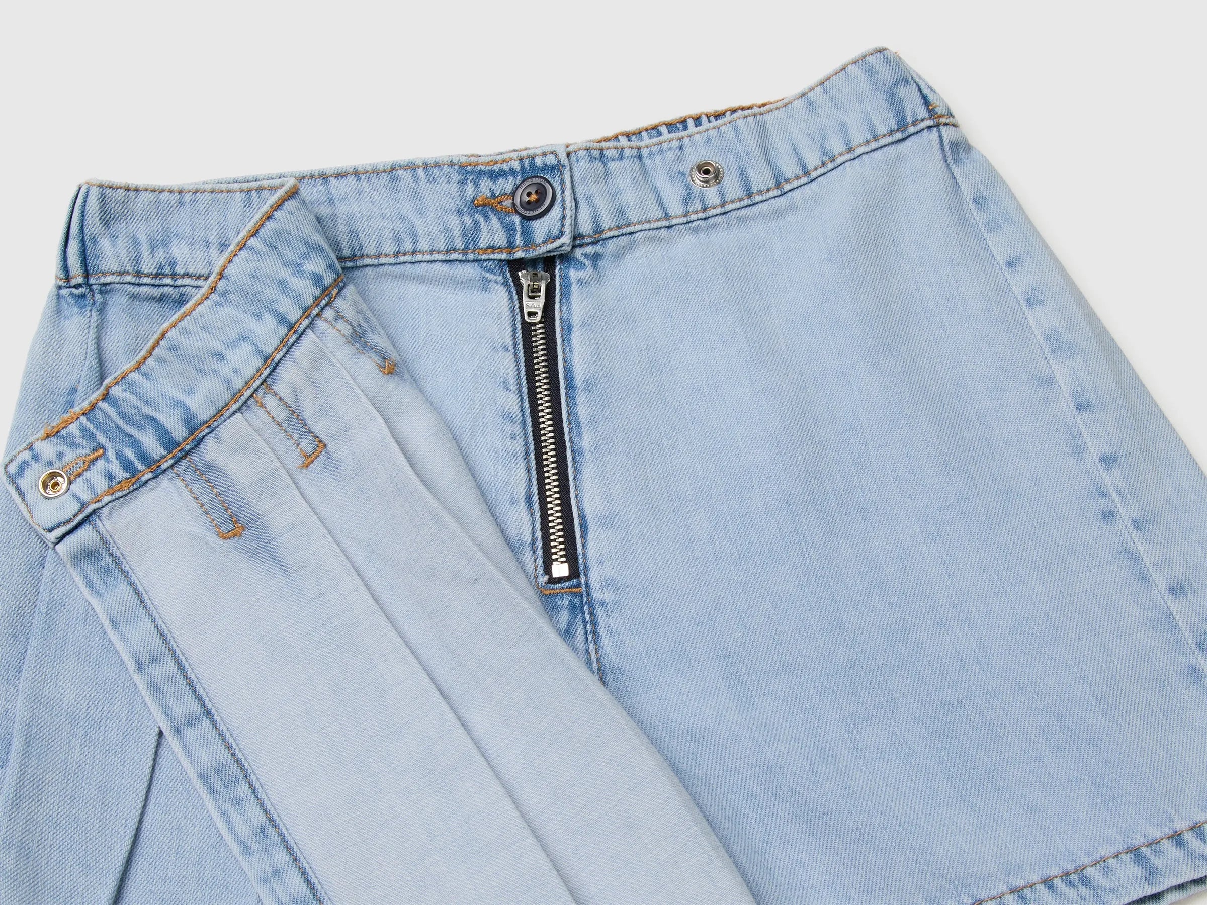 Benetton Blue Girls Denim Culottes SKU: 4AD6C904Z_901 Image 03