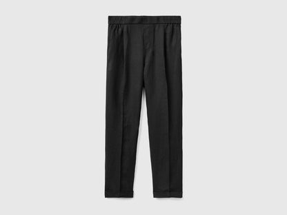 Benetton_Cropped Trousers in 100% Linen_4AGH558X5_100_04