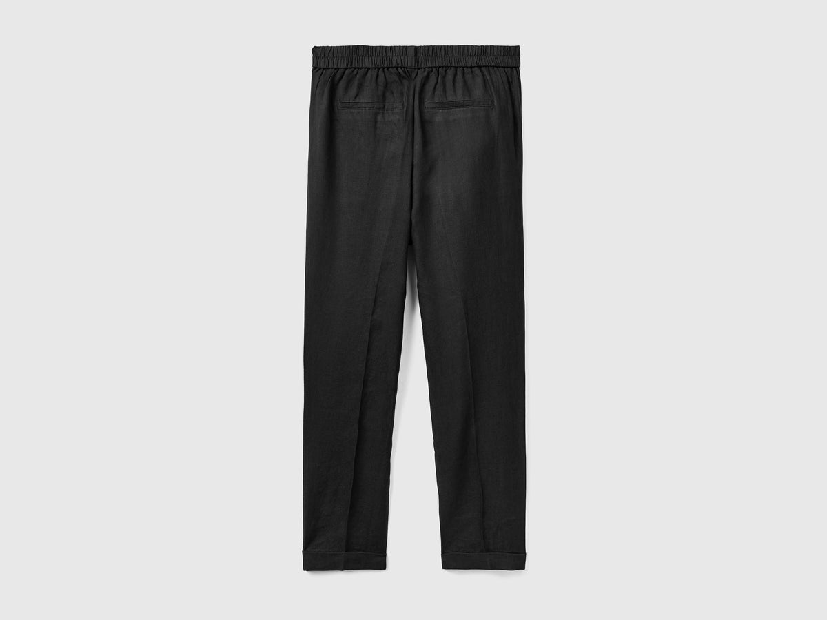 Benetton_Cropped Trousers in 100% Linen_4AGH558X5_100_05