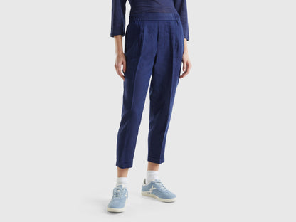 Benetton_Cropped Trousers in 100% Linen_4AGH558X5_252_02