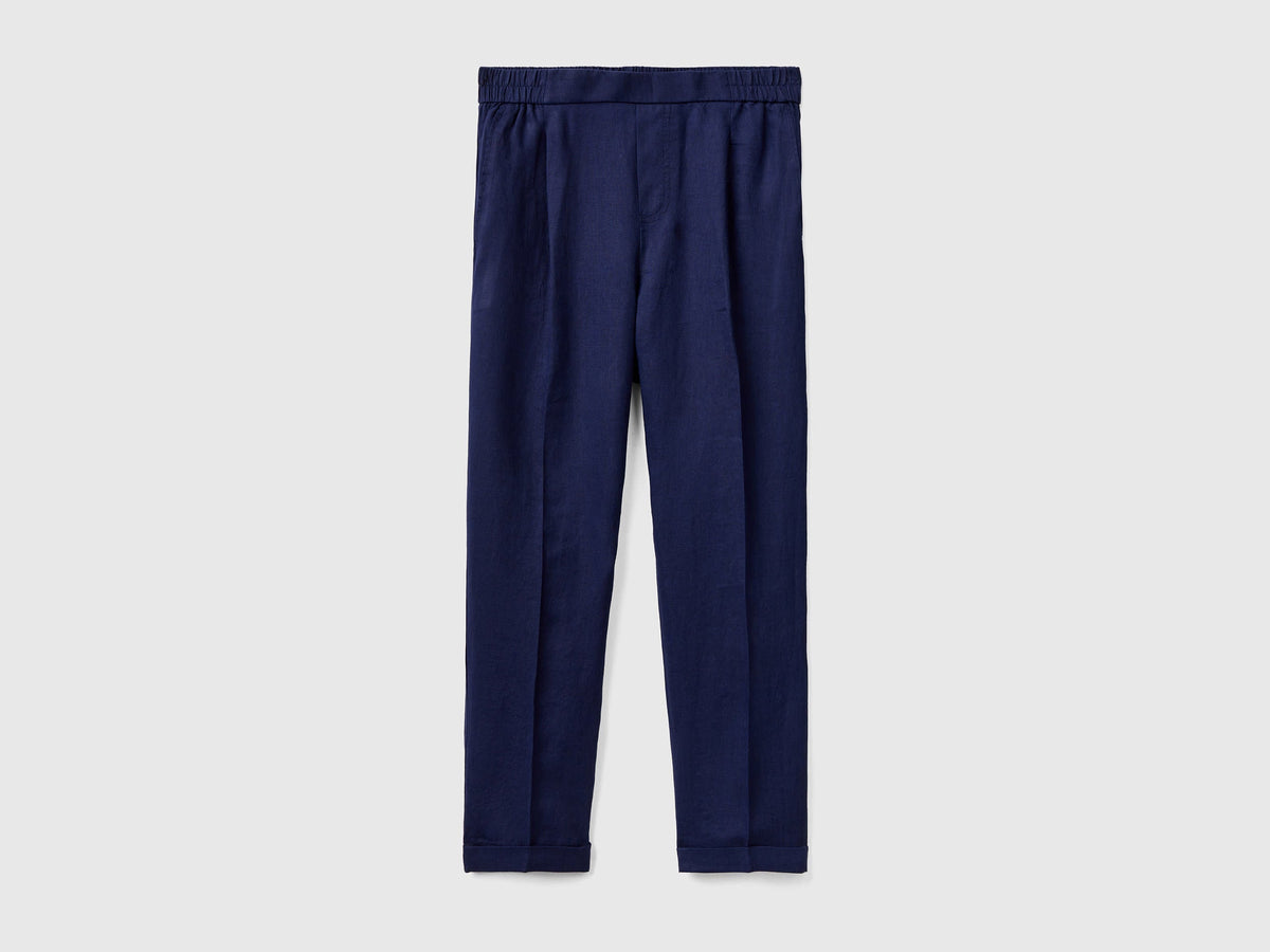 Benetton_Cropped Trousers in 100% Linen_4AGH558X5_252_04