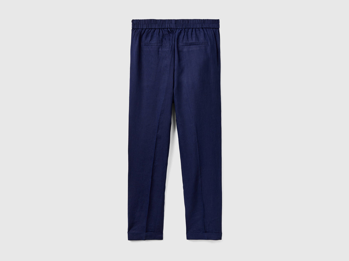 Benetton_Cropped Trousers in 100% Linen_4AGH558X5_252_05