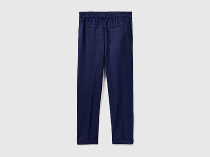 Benetton_Cropped Trousers in 100% Linen_4AGH558X5_252_05