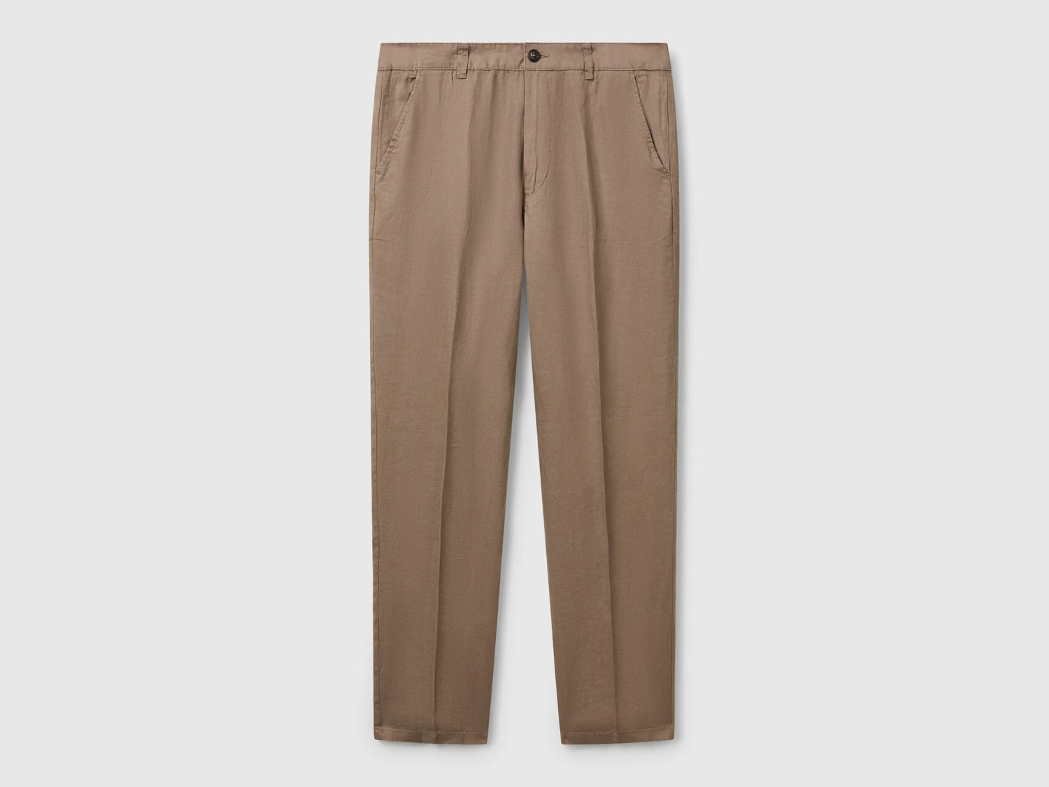 Benetton Brown Men Chinos in Pure Linen SKU: 4AGH55HW8_04B Image 01