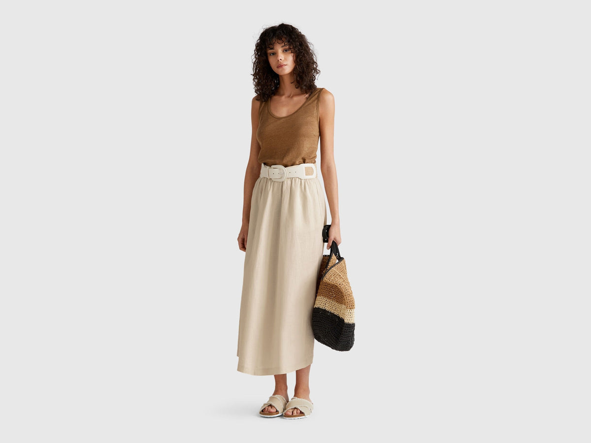 Benetton_Long Skirt in Pure Linen_4AGHD004L_152_01