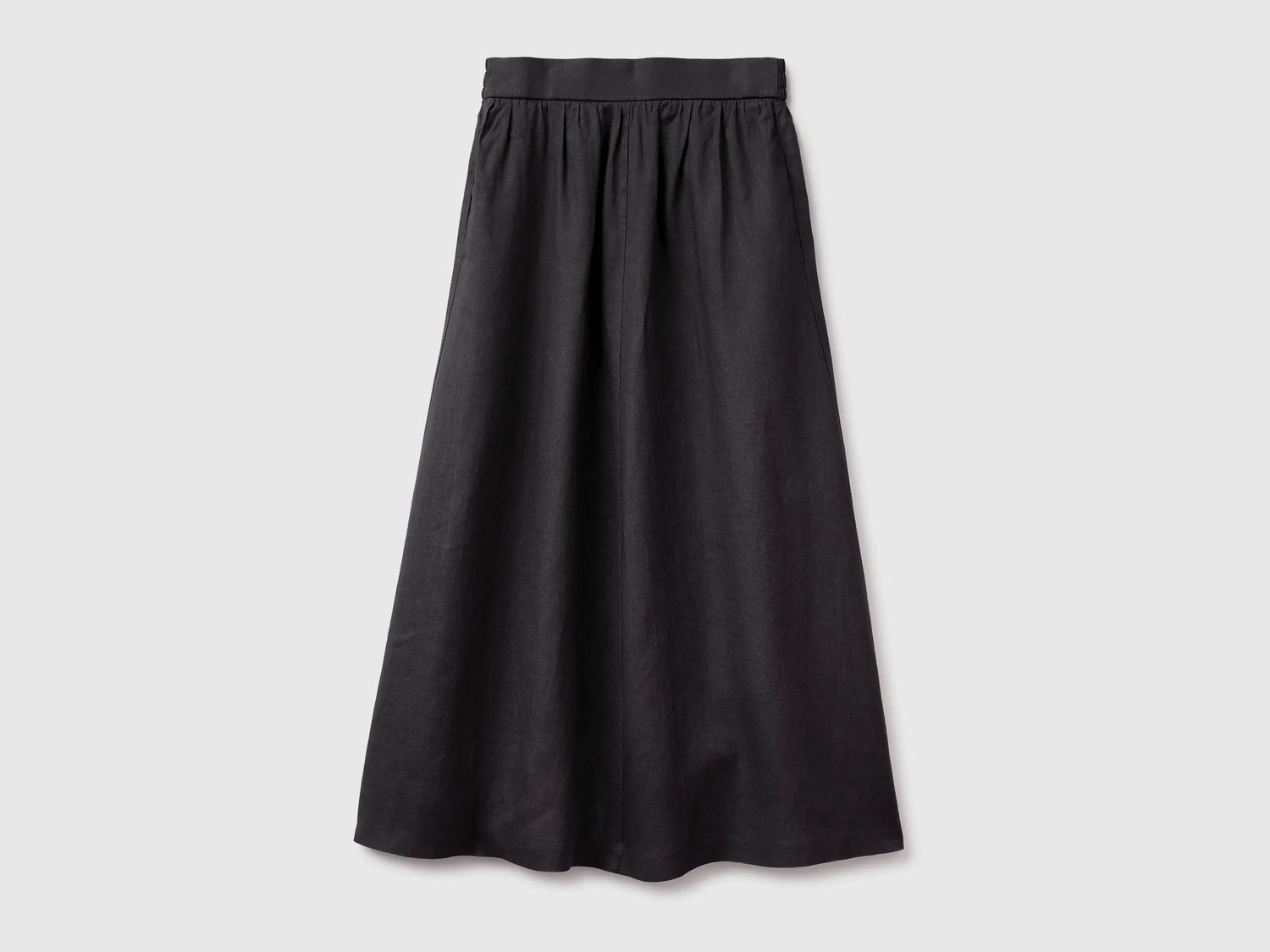 Benetton Black Women Maxi Skirt in Pure Linen SKU: 4AGHD005K_100 Image 01