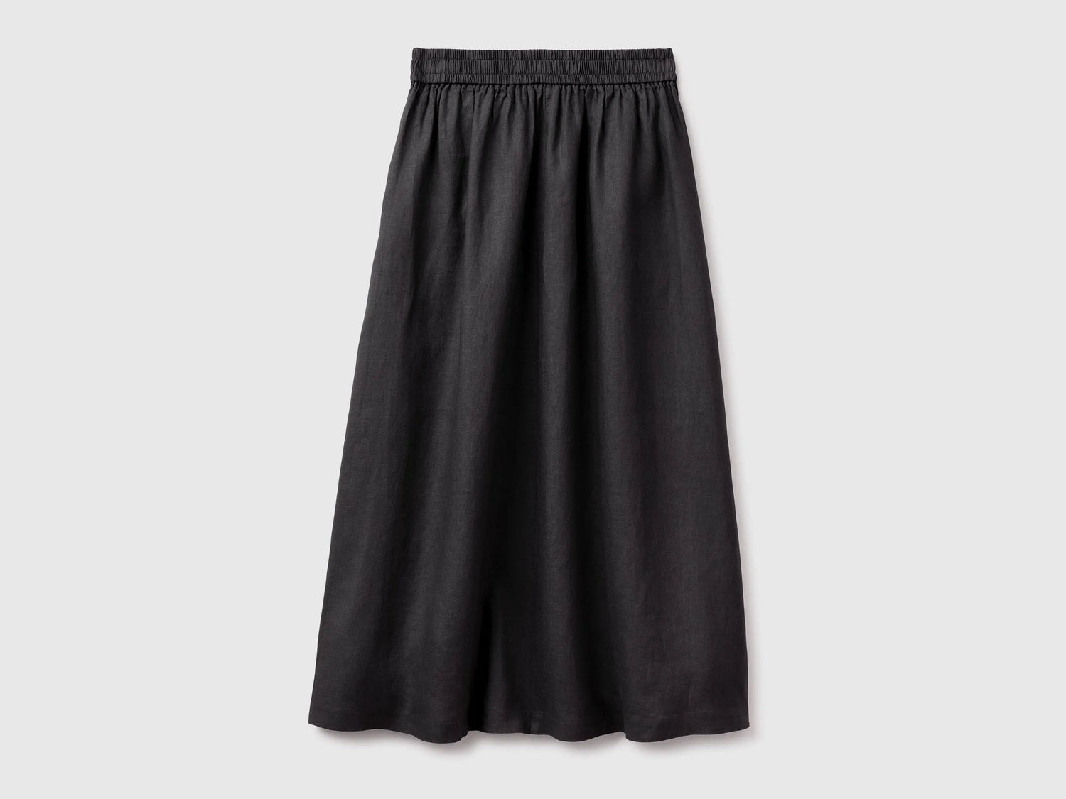 Benetton Black Women Maxi Skirt in Pure Linen SKU: 4AGHD005K_100 Image 02