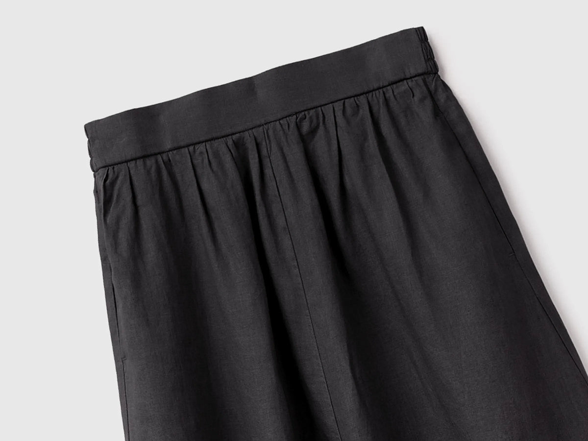Benetton Black Women Maxi Skirt in Pure Linen SKU: 4AGHD005K_100 Image 03