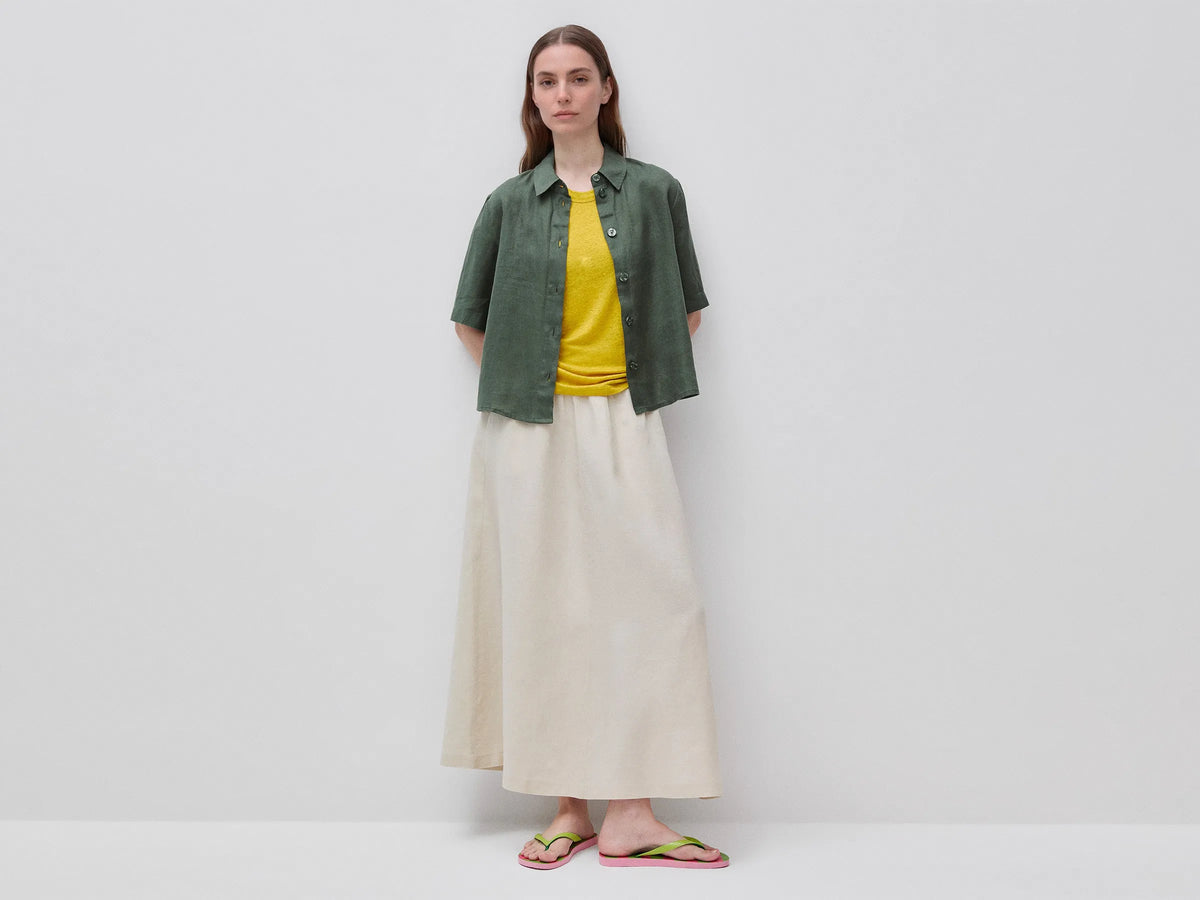 Benetton Beige Women Maxi Skirt in Pure Linen SKU: 4AGHD005K_152 Image 01