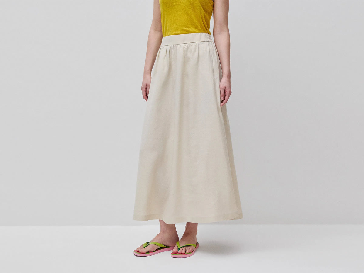 Benetton Beige Women Maxi Skirt in Pure Linen SKU: 4AGHD005K_152 Image 02