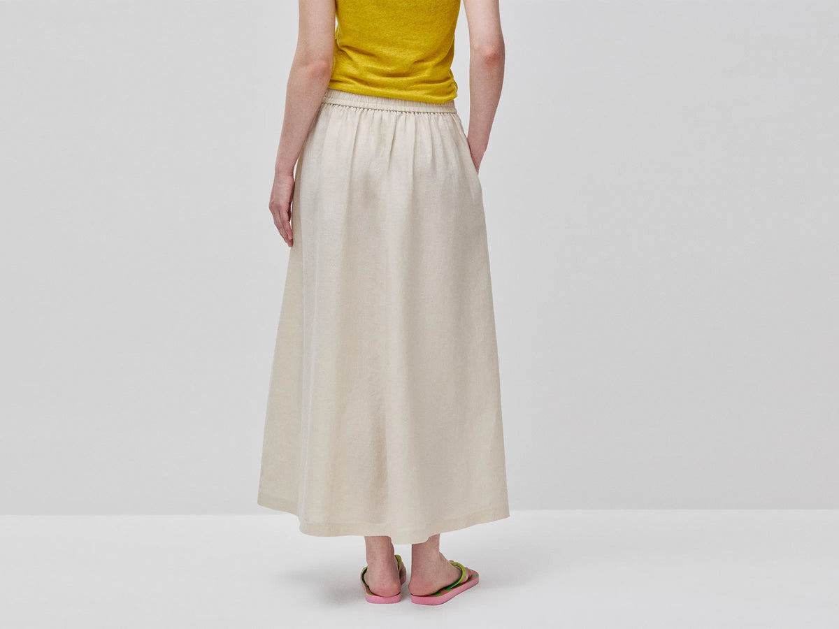Benetton Beige Women Maxi Skirt in Pure Linen SKU: 4AGHD005K_152 Image 03