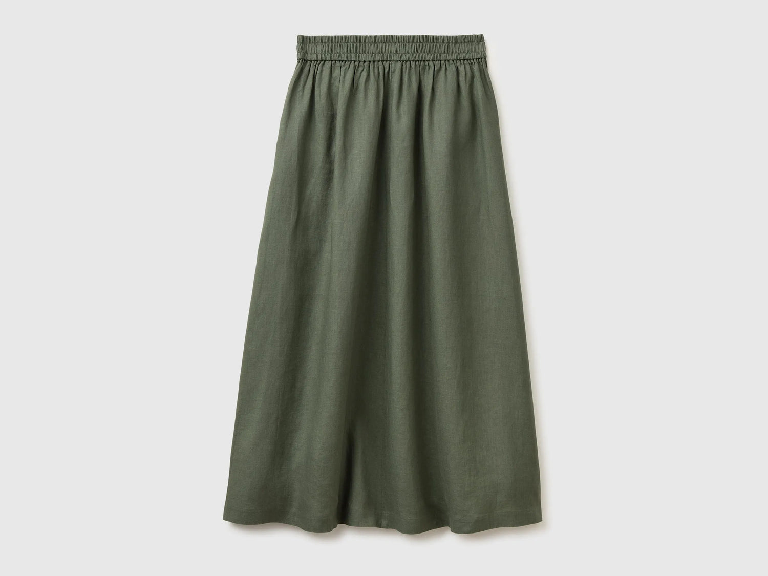 Benetton Military green Women Maxi Skirt in Pure Linen SKU: 4AGHD005K_20W Image 02