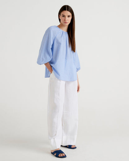 Palazzo Trousers In 100% Linen