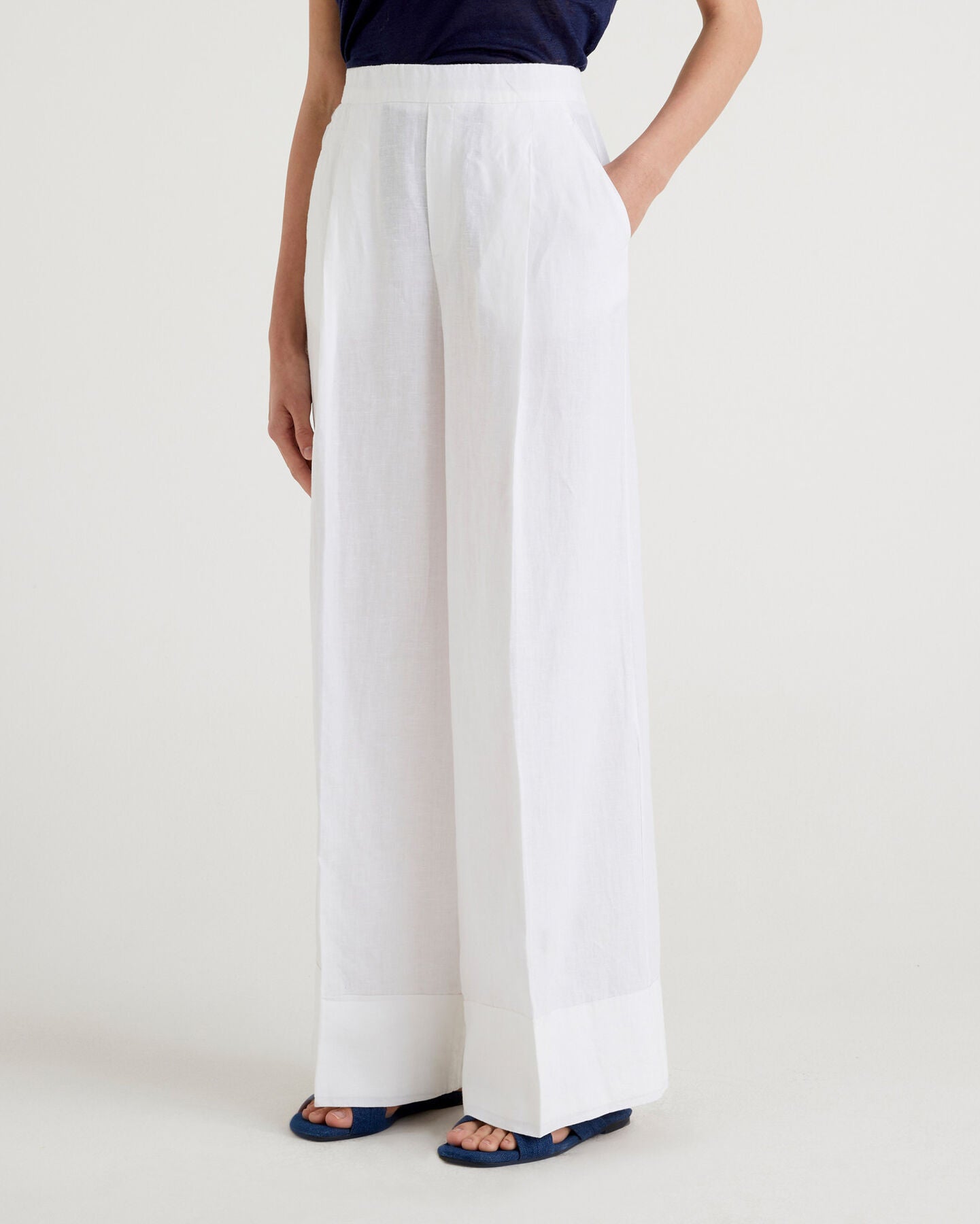 Palazzo Trousers In 100% Linen