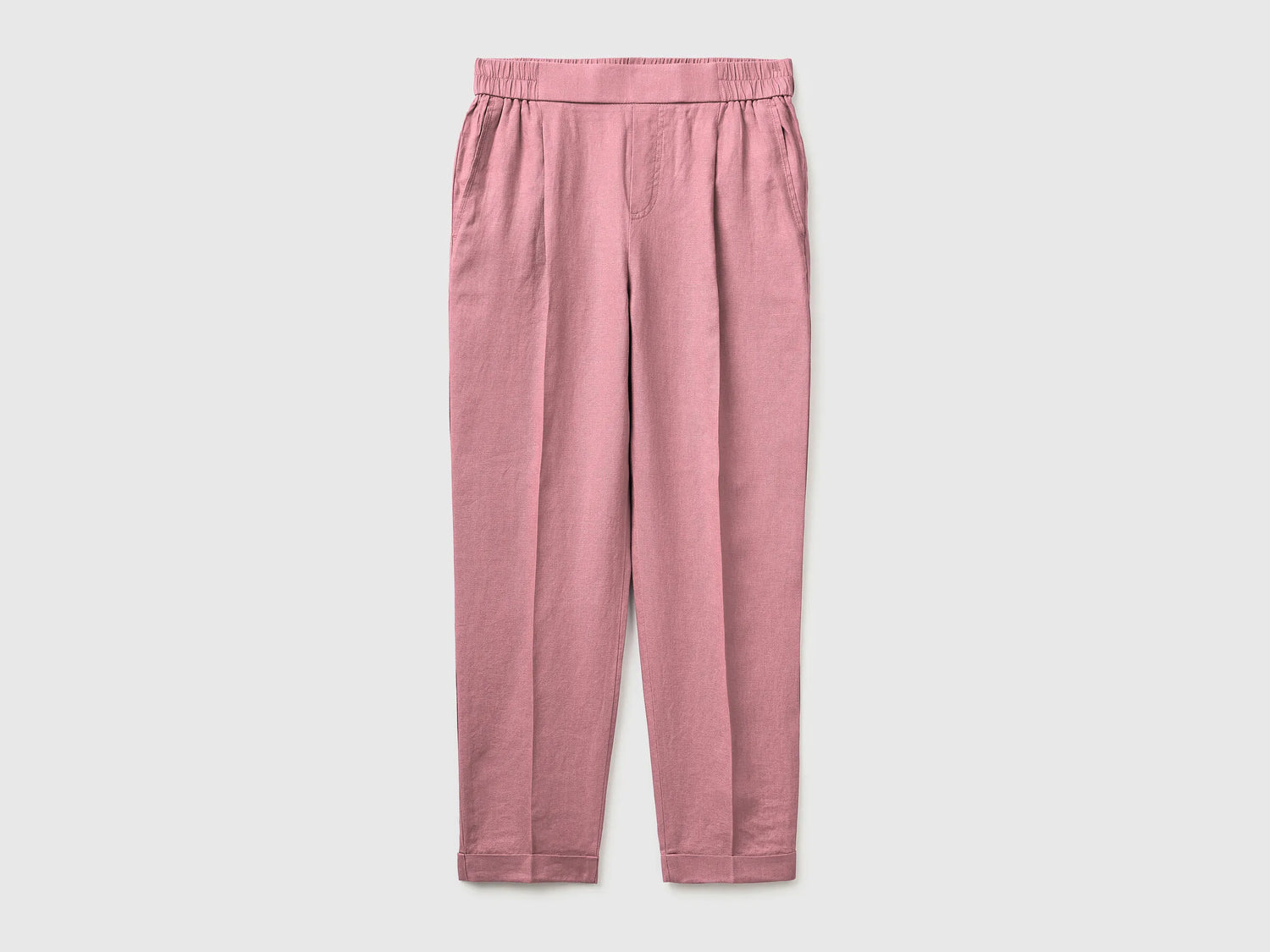 Benetton Pink Women 100% Linen Cigarette Trousers SKU: 4AGHDF079_0K3 Image 01