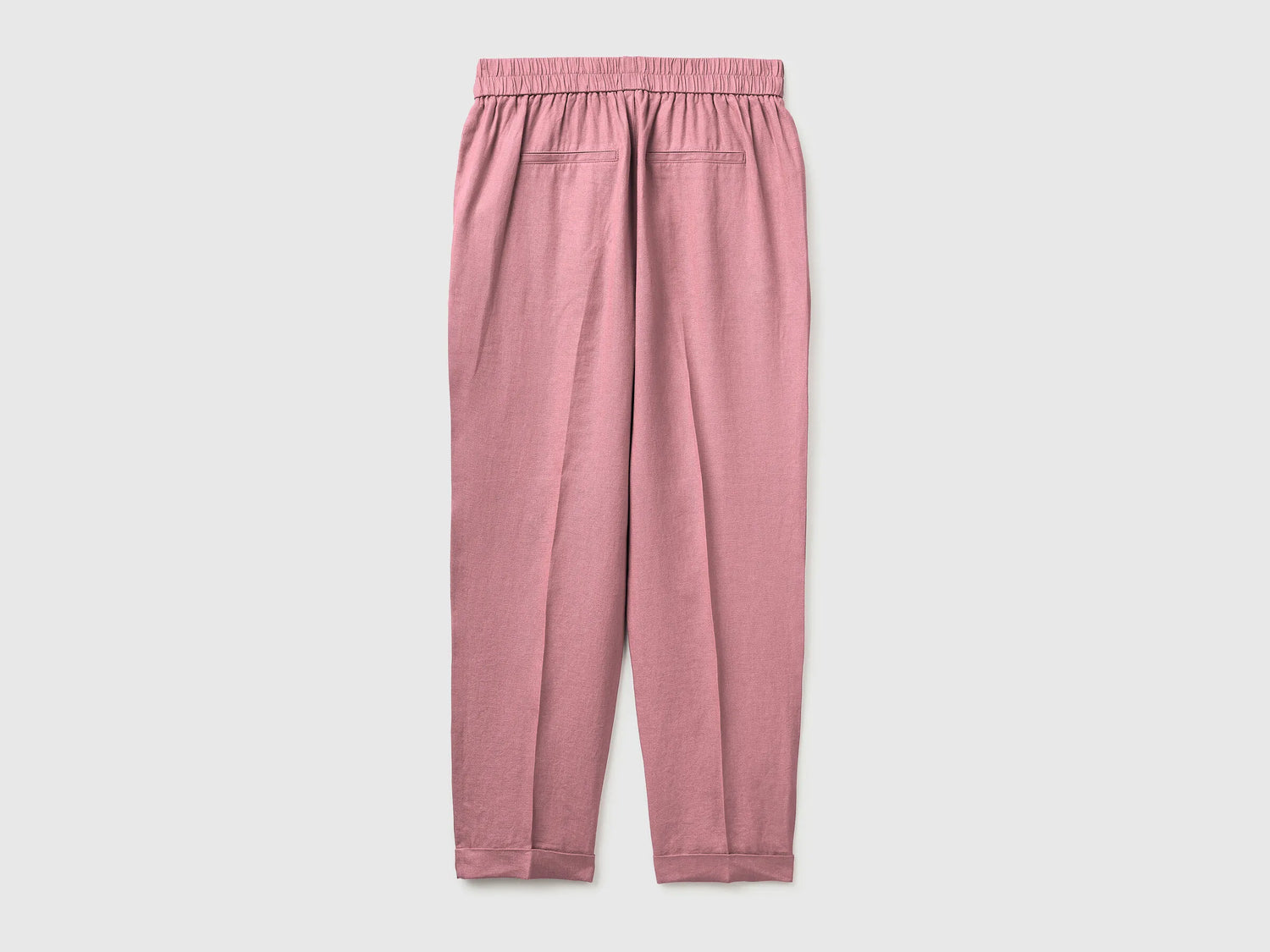 Benetton Pink Women 100% Linen Cigarette Trousers SKU: 4AGHDF079_0K3 Image 02