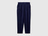 Benetton Dark Blue Women 100% Linen Cigarette Trousers SKU: 4AGHDF079_252 Image 01