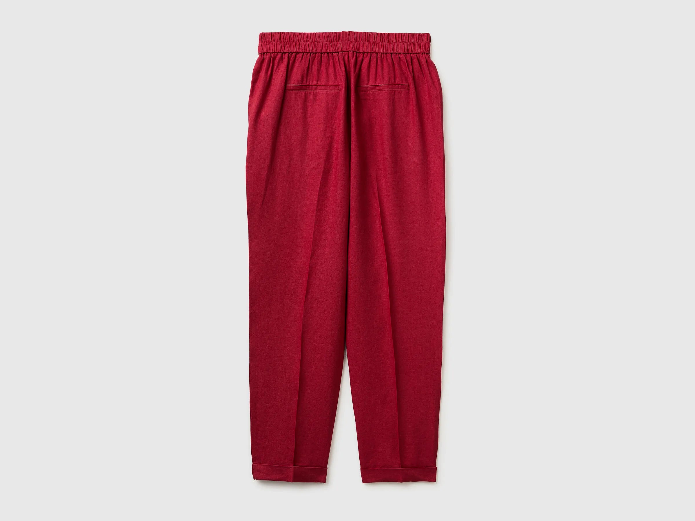 Benetton Strawberry Women 100% Linen Cigarette Trousers SKU: 4AGHDF079_2G1 Image 02