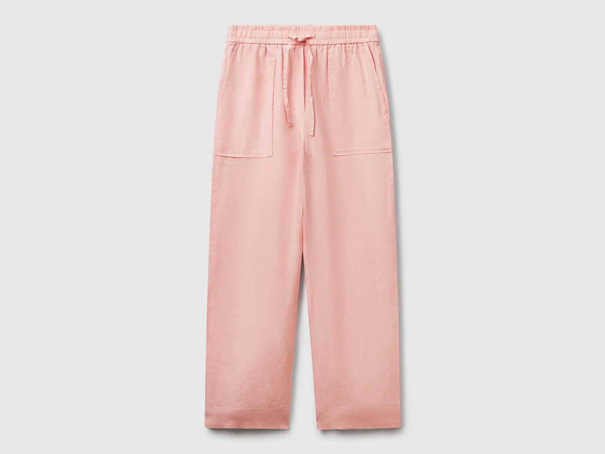 Benetton_Trousers in Pure Linen with Elastic_4AGHDF08J_04U_04