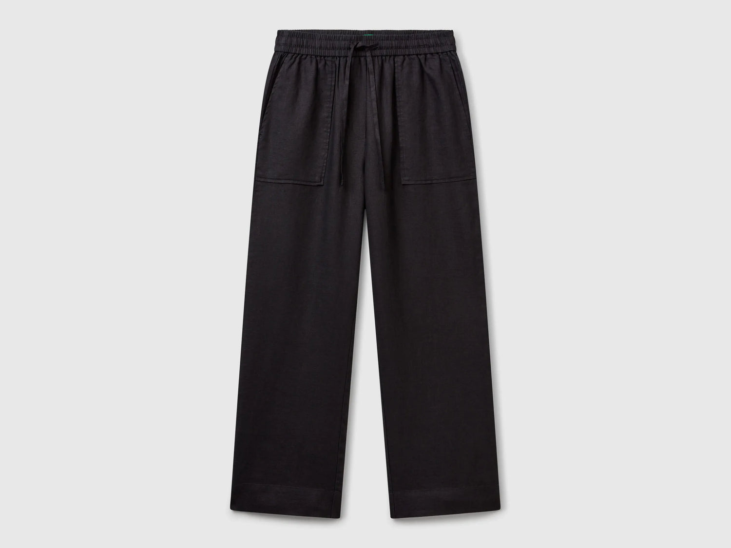 Benetton Black Women Trousers in Pure Linen with Elastic SKU: 4AGHDF08J_100 Image 01