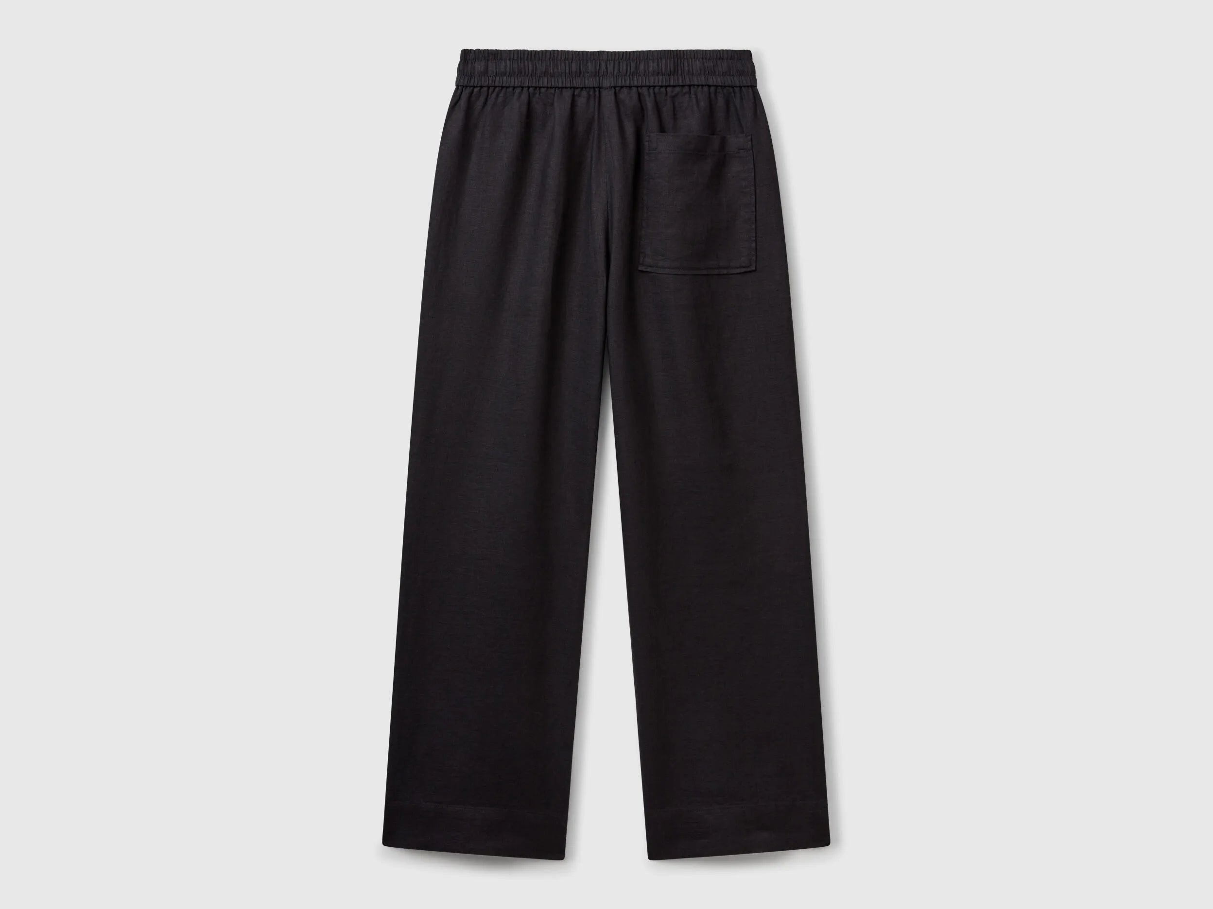 Benetton Black Women Trousers in Pure Linen with Elastic SKU: 4AGHDF08J_100 Image 02