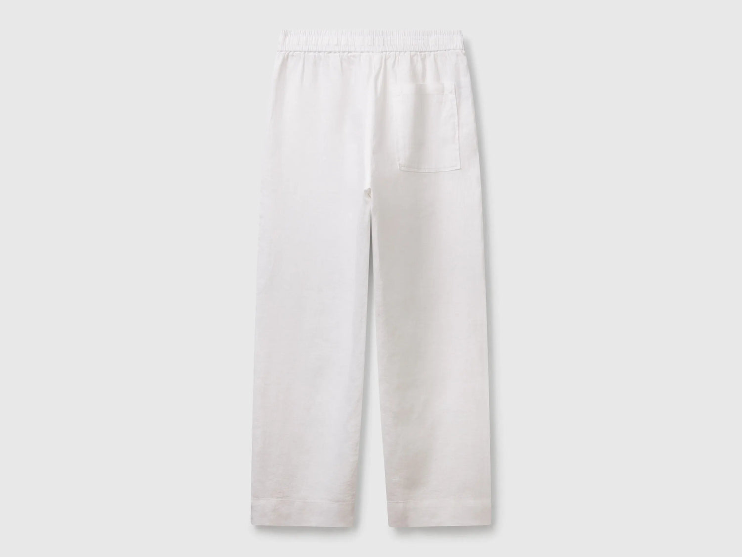 Benetton White Women Trousers in Pure Linen with Elastic SKU: 4AGHDF08J_101 Image 02