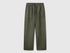 Benetton Military Green Women Trousers in Pure Linen with Elastic SKU: 4AGHDF08J_20W Image 01