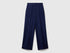 Benetton Dark Blue Women Palazzo Trousers in 100% Linen SKU: 4AGHDF08K_252 Image 01