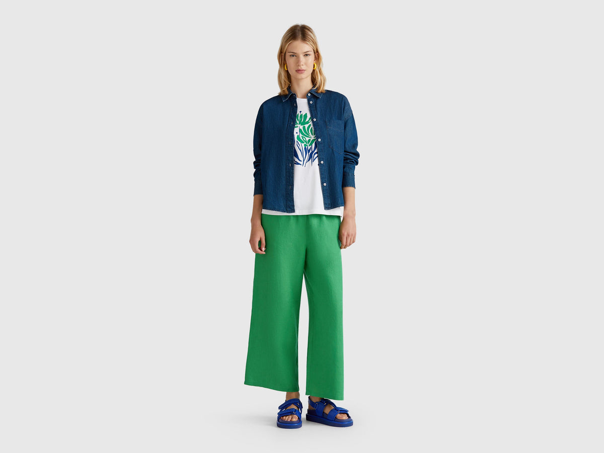 Benetton_Wide Leg Trousers in Pure Linen_4AGHDF09G_0R8_01