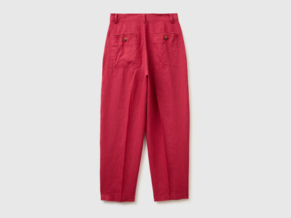 Benetton Strawberry Women 100% Linen Straight Trousers SKU: 4AGHDF0AY_2G1 Image 02