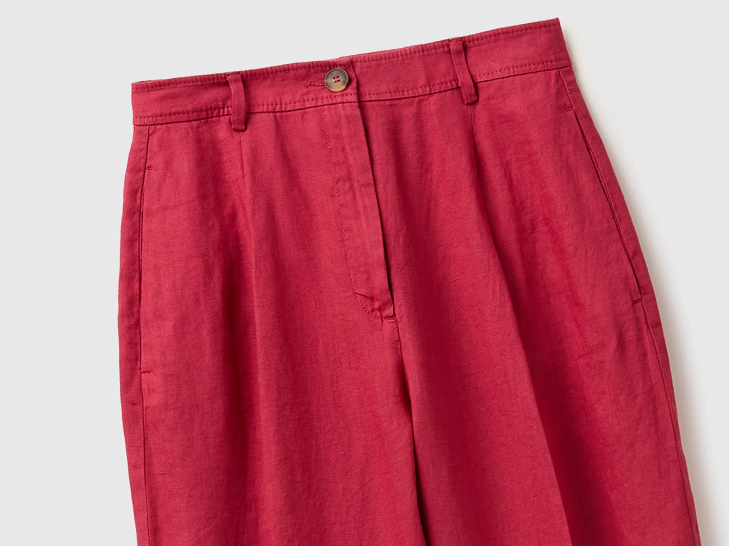 Benetton Strawberry Women 100% Linen Straight Trousers SKU: 4AGHDF0AY_2G1 Image 03