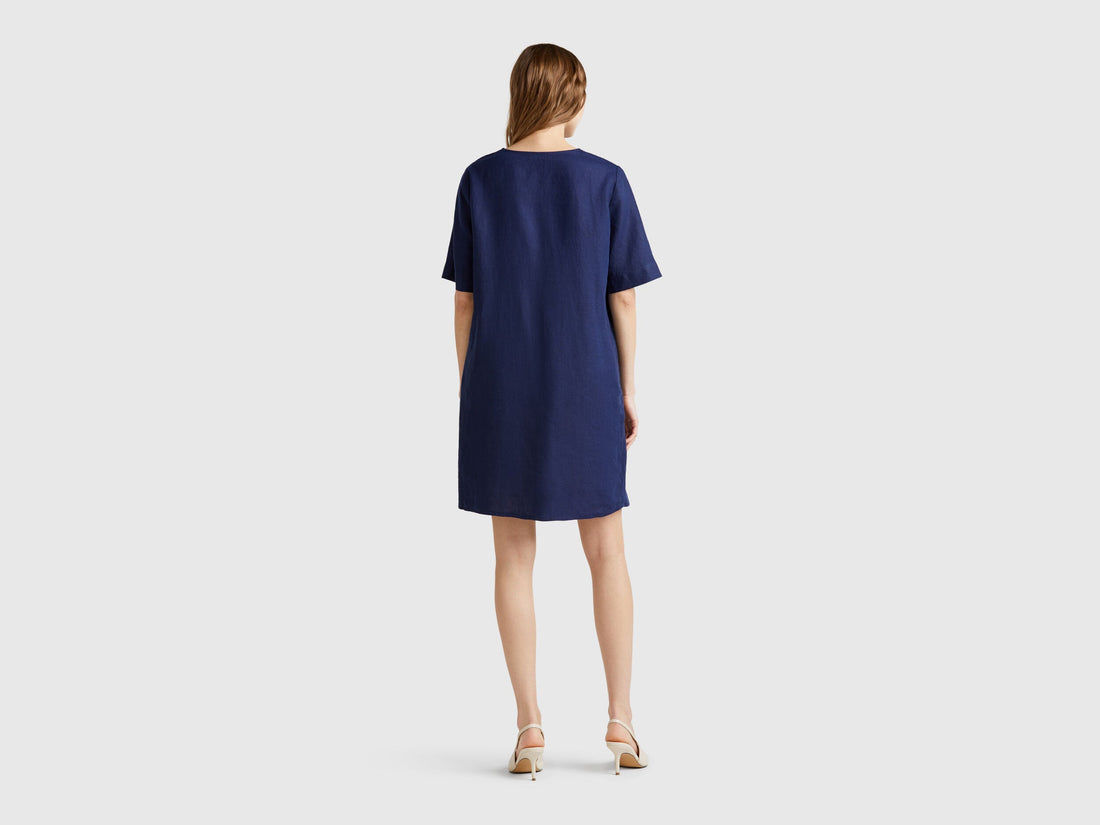 Benetton_Short Sleeve Dress in Pure Linen_4AGHDV0B0_252_02