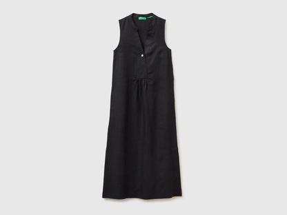 Benetton Black Women Long Dress 100% Linen SKU: 4AGHDV0CD_100 Image 01
