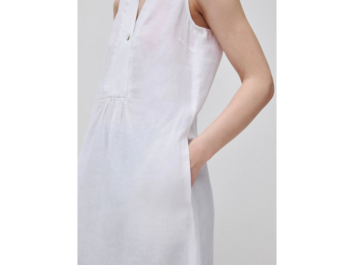 Benetton White Women Long Dress 100% Linen SKU: 4AGHDV0CD_101 Image 04