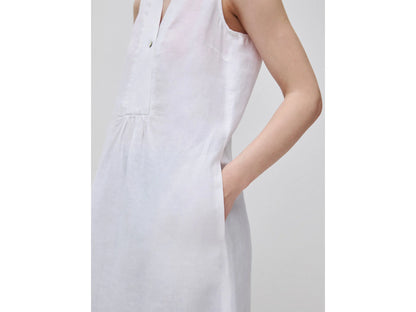 Benetton White Women Long Dress 100% Linen SKU: 4AGHDV0CD_101 Image 04