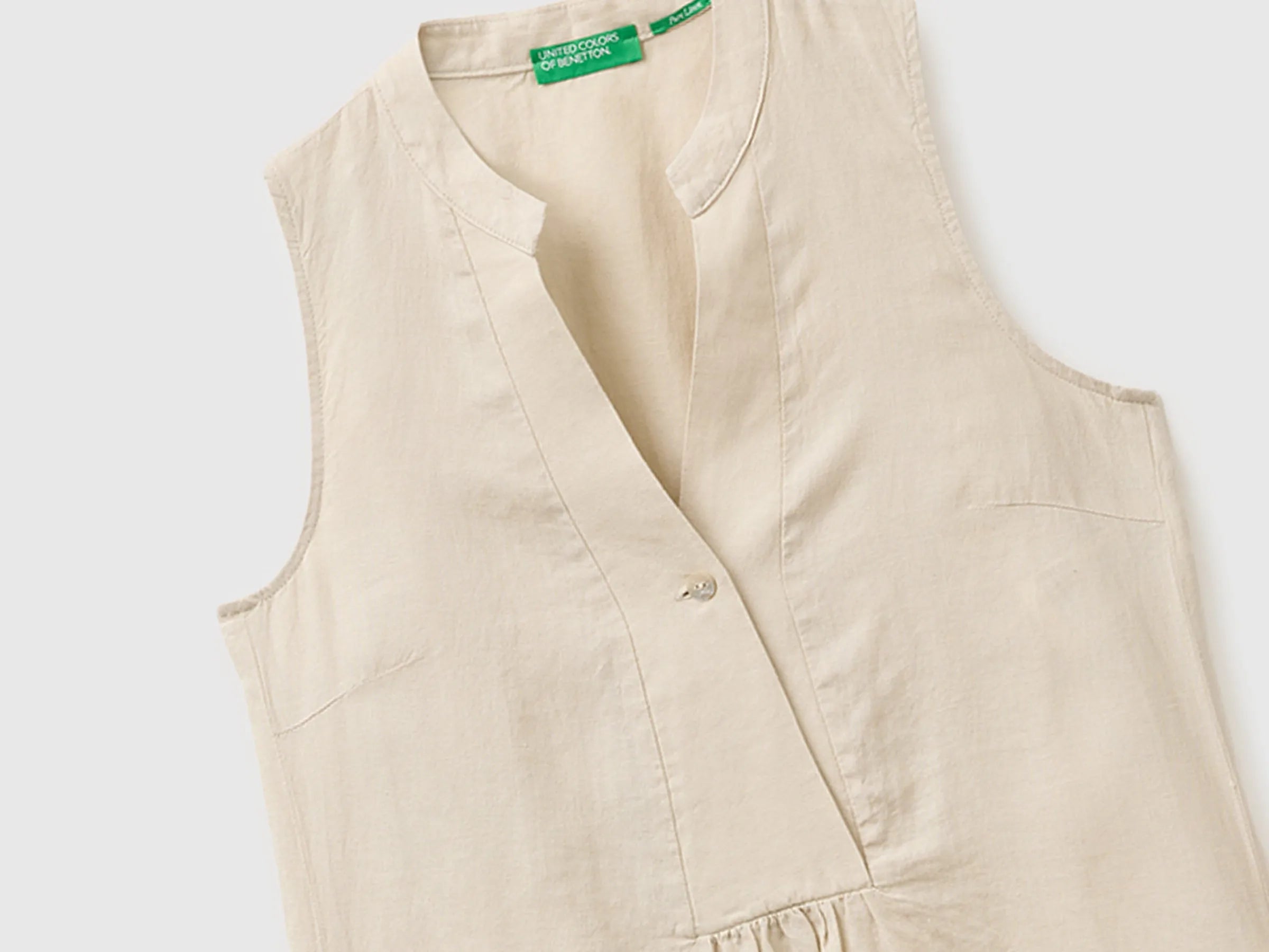 Benetton Beige Women Long Dress 100% Linen SKU: 4AGHDV0CD_152 Image 03