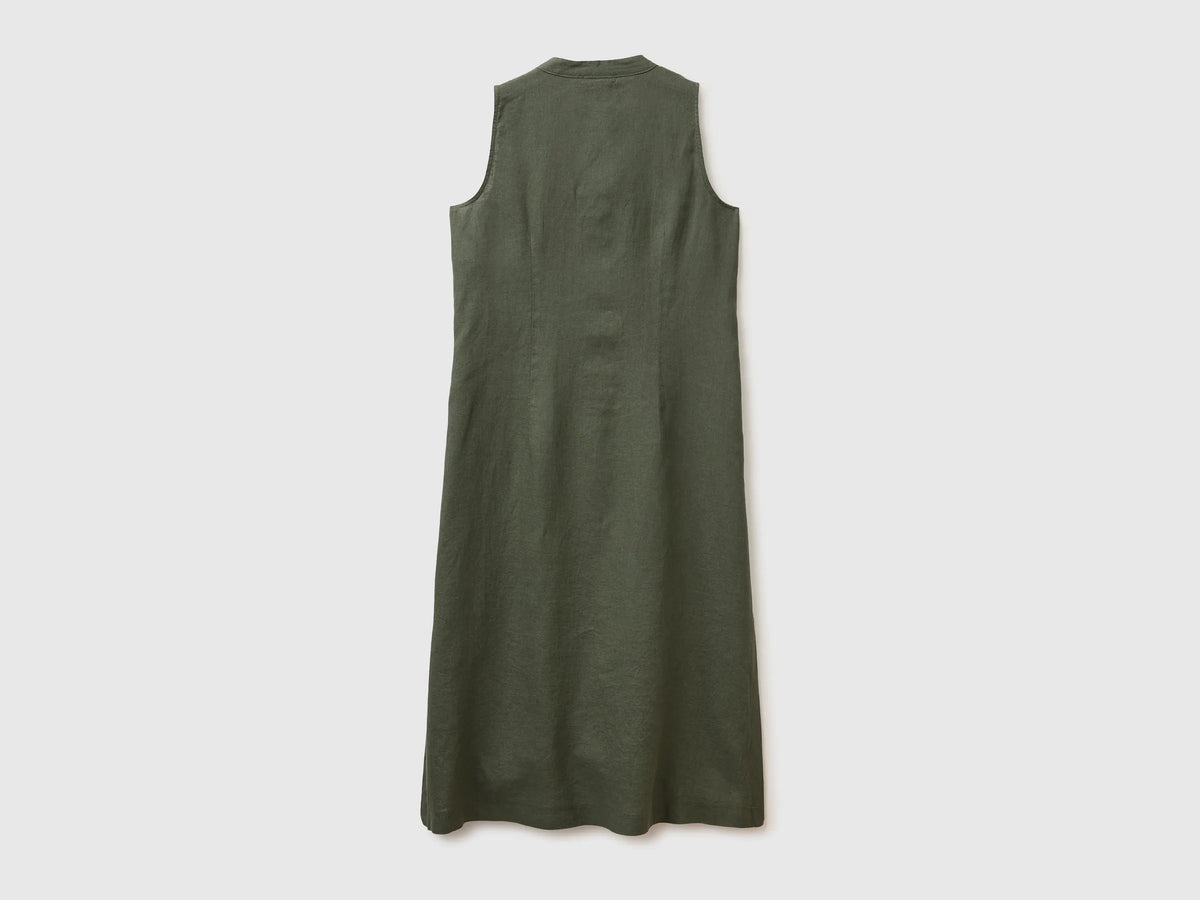 Benetton Military green Women Long Dress 100% Linen SKU: 4AGHDV0CD_20W Image 02