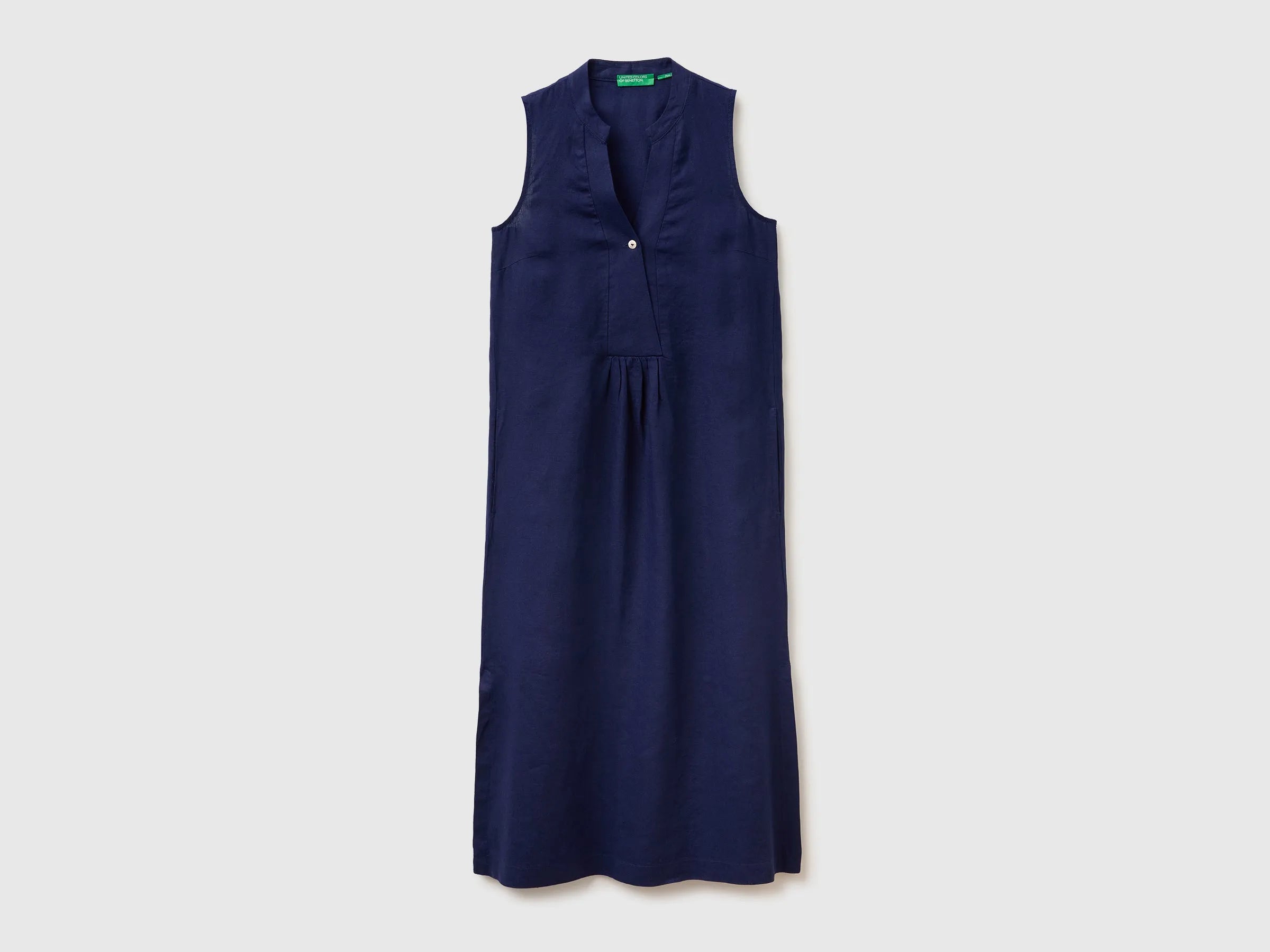 Benetton Dark blue Women Long Dress 100% Linen SKU: 4AGHDV0CD_252 Image 01