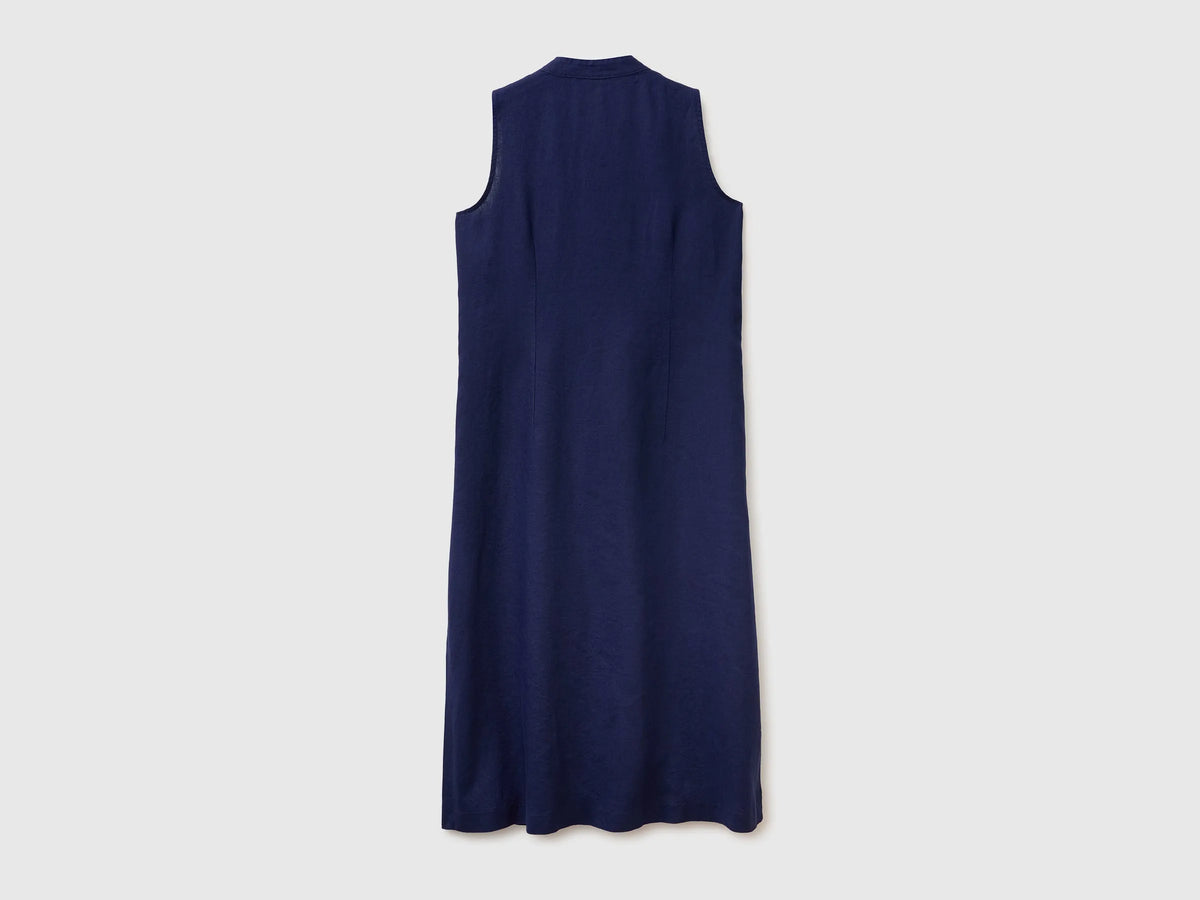 Benetton Dark blue Women Long Dress 100% Linen SKU: 4AGHDV0CD_252 Image 02
