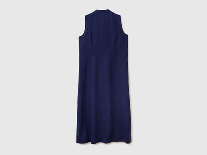 Benetton Dark blue Women Long Dress 100% Linen SKU: 4AGHDV0CD_252 Image 02