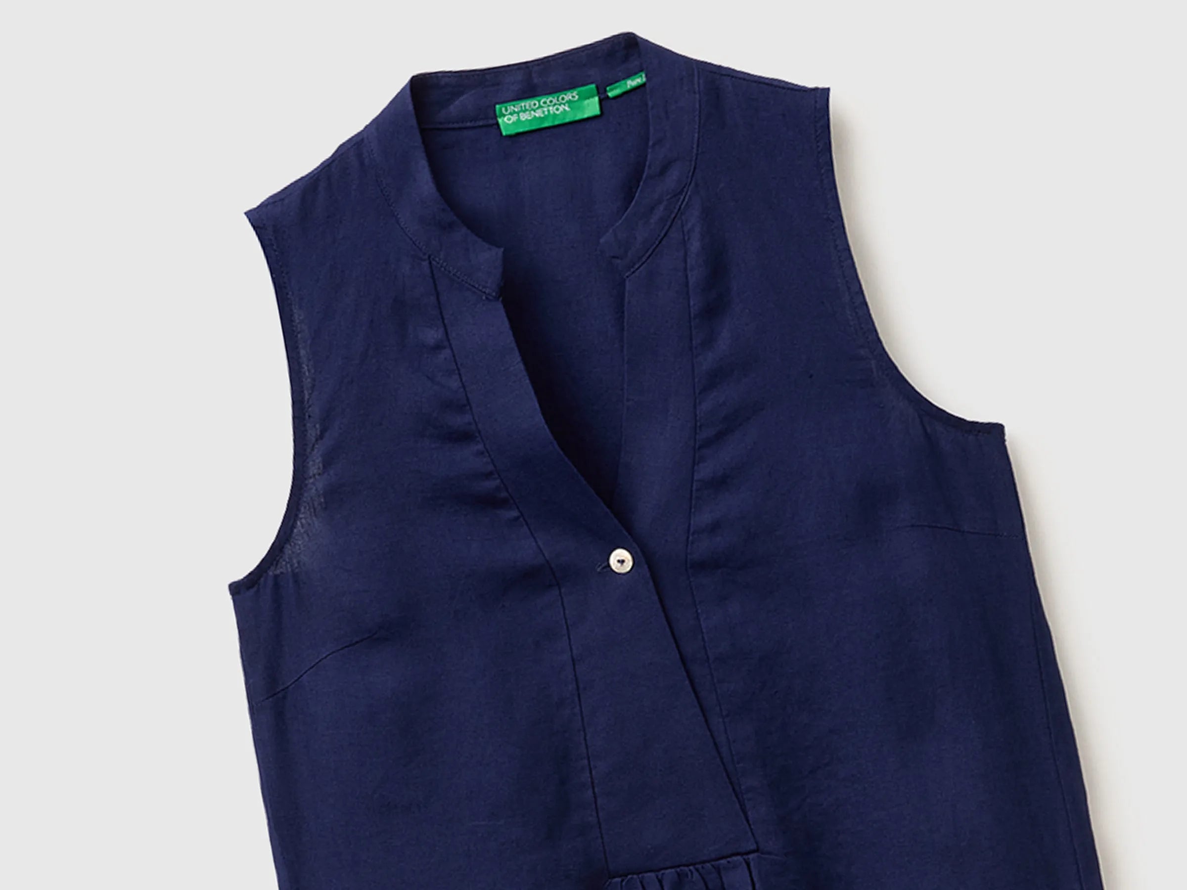Benetton Dark blue Women Long Dress 100% Linen SKU: 4AGHDV0CD_252 Image 03