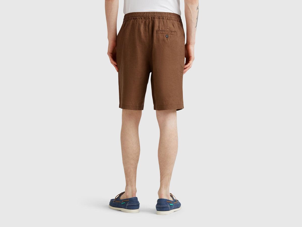 Benetton_Bermuda Shorts with Drawstring in Pure Linen_4AGHU900Z_0B1_03