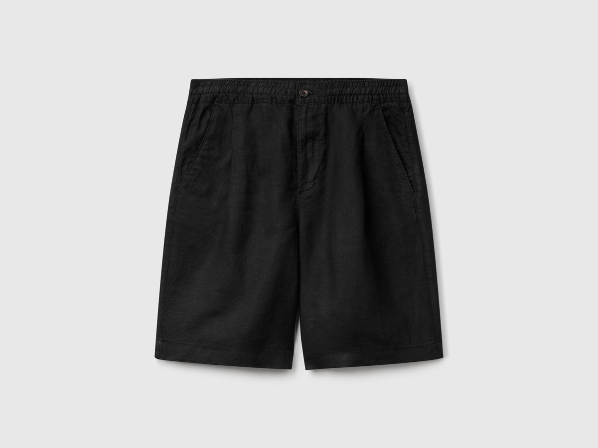 Benetton_Bermuda Shorts with Drawstring in Pure Linen_4AGHU900Z_100_04