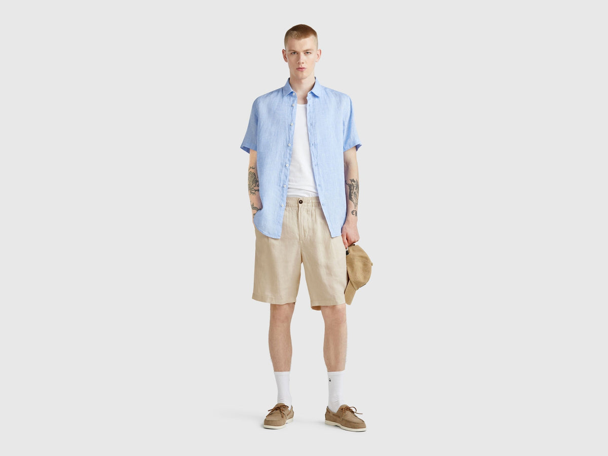 Benetton_Bermuda Shorts with Drawstring in Pure Linen_4AGHU900Z_152_01