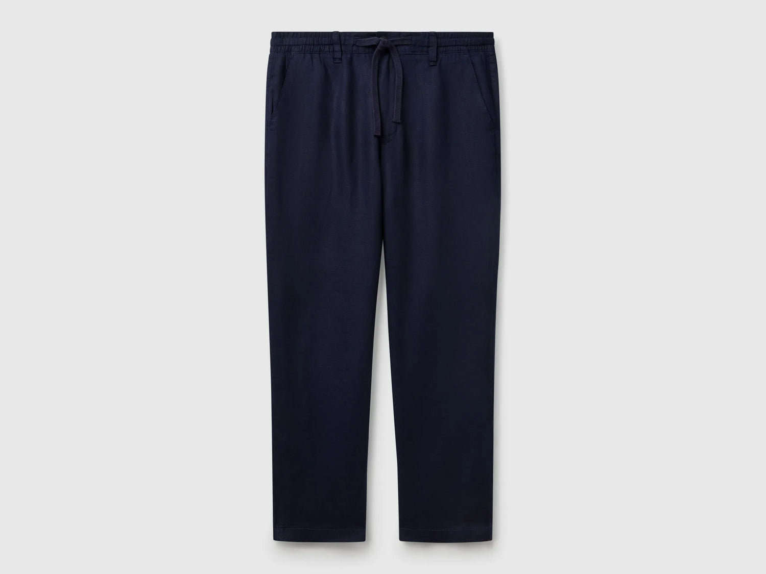 Benetton Dark Blue Men Trousers in Pure Linen with Drawstring SKU: 4AGHUF00M_016 Image 01