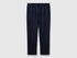 Benetton Dark Blue Men Trousers in Pure Linen with Drawstring SKU: 4AGHUF00M_016 Image 01