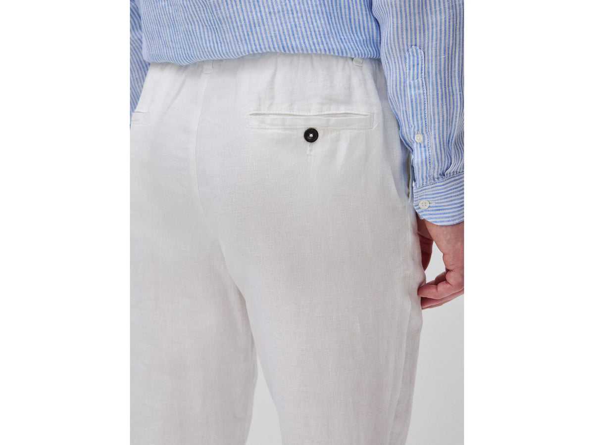 Benetton Creamy white Men Trousers in Pure Linen with Drawstring SKU: 4AGHUF00M_074 Image 04