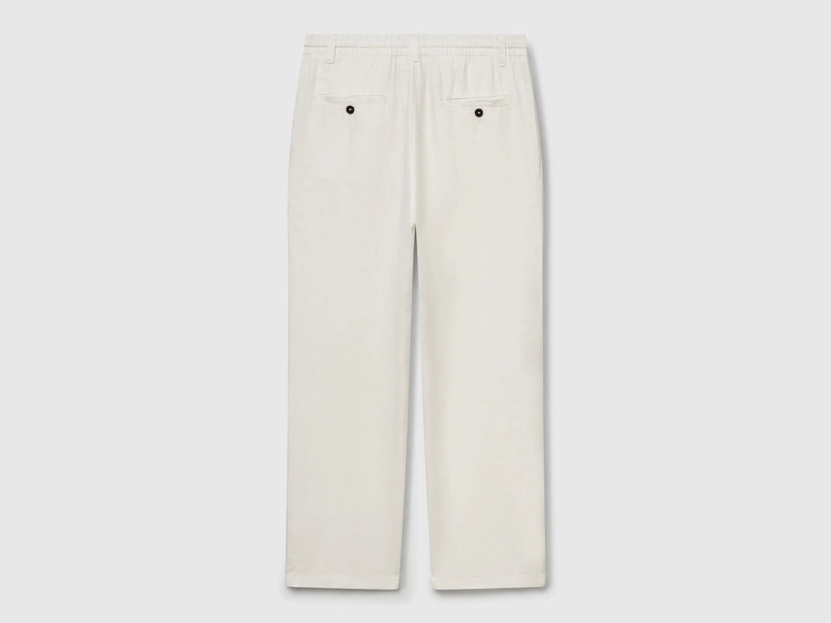 Benetton Creamy white Men Trousers in Pure Linen with Drawstring SKU: 4AGHUF00M_074 Image 06