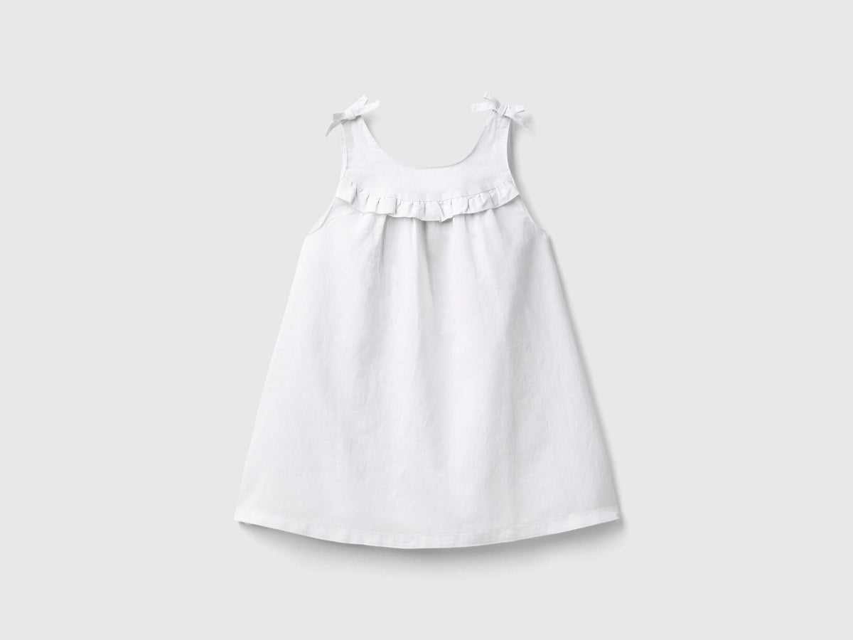 Linen Blend Dress With Rouches_4BE7GV01C_101_01