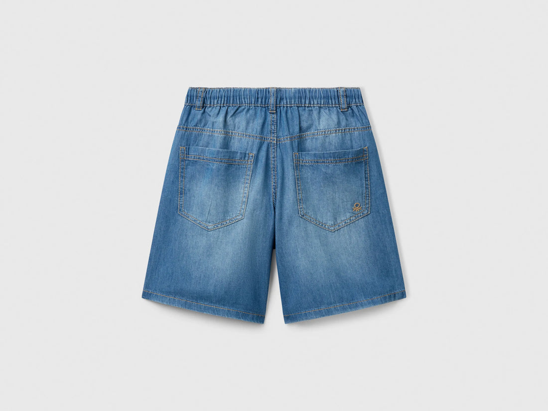 Benetton Blue Boys Bermuda Shorts in Chambray SKU: 4DHJC9047_901 Image 02